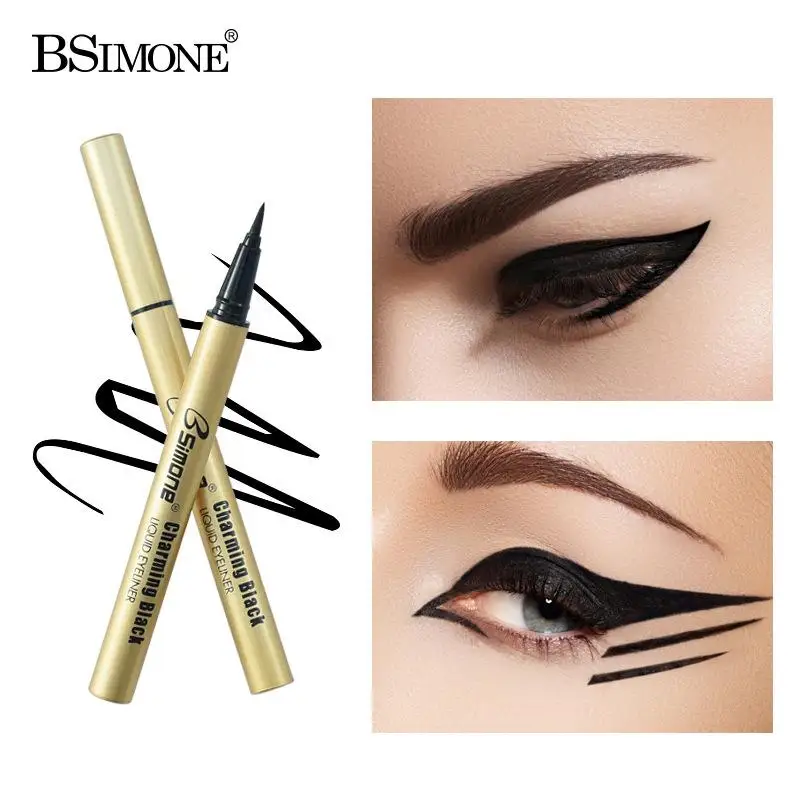 Bsimone delineador líquido preto, maquiagem super à prova d'água, delineador de longa duração, fácil de usar, ferramentas cosméticas de maquiagem para os olhos