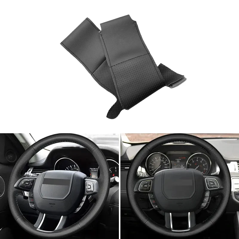 

Hand-stitched Black Perforated Leather Steering Wheel Cover For Land Rover Range Rover Evoque 2012 2013 2014 2015 2016 2017 2018