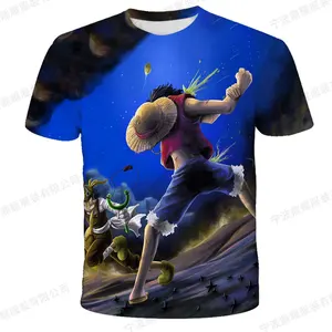 Kurzarm T -Shirt Anime Luffy Männer, Cartoon -Tops für Jungen, lose Kinder, Kinder lässig t -Shirt, 1 Stück 8 Hauptverkauf Luffy Dressrosa Shirt - №5
