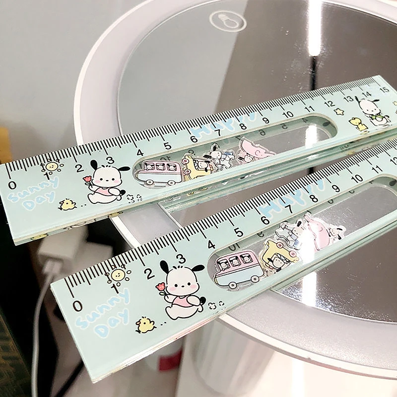 1Pc Anime Sanrio Figure Cartoon Ruler Hello Kitty Melody Kuromi Rocker Ruler Kawaii Students Children School Supplies Gift Toy