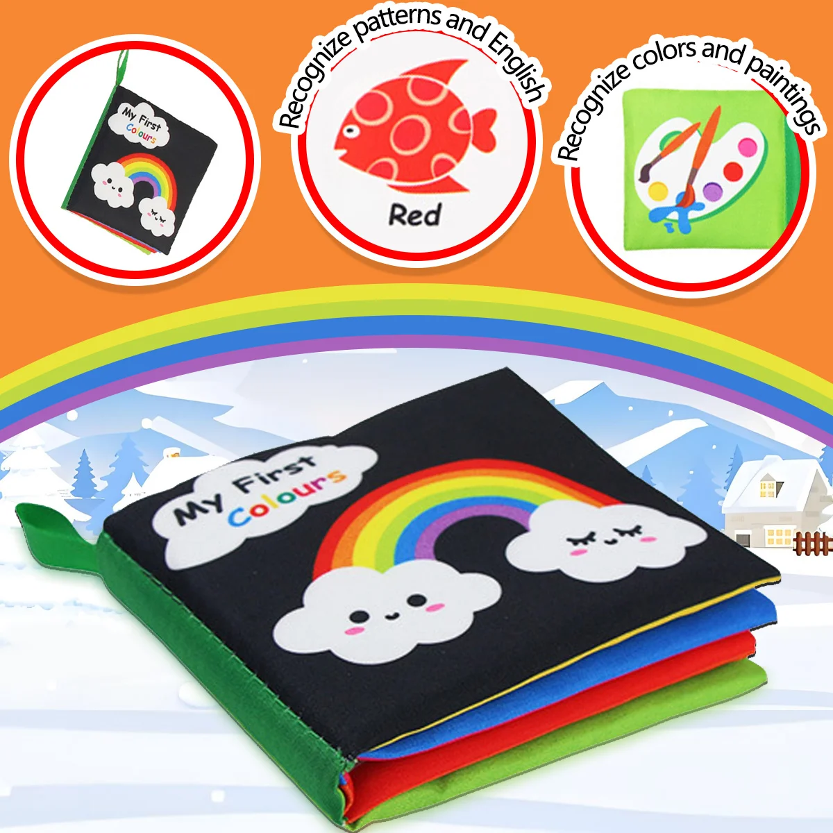 Libro in Stoffa per Neonati, Temi Insetti, Arcobaleno, Numeri, Grafica, Giocattolo Tattile, Giocattolo Educativo Precoce