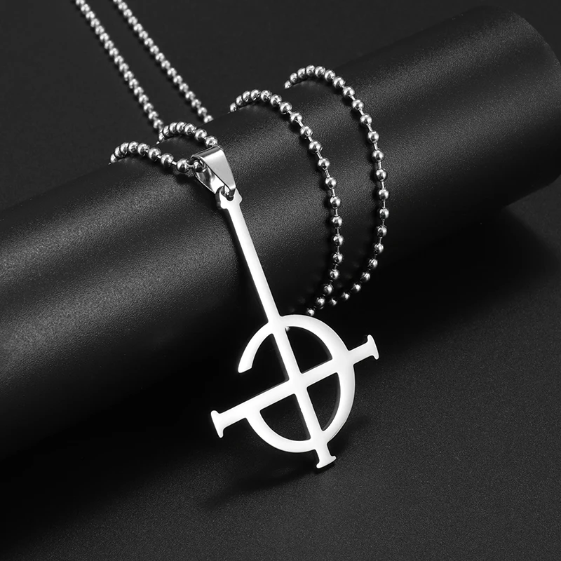 Vintage Punk Statement Rock Ghost Bc Band Stainless Steel Badge Pendant Men's Necklace Charm Cool Party Prom Jewelry