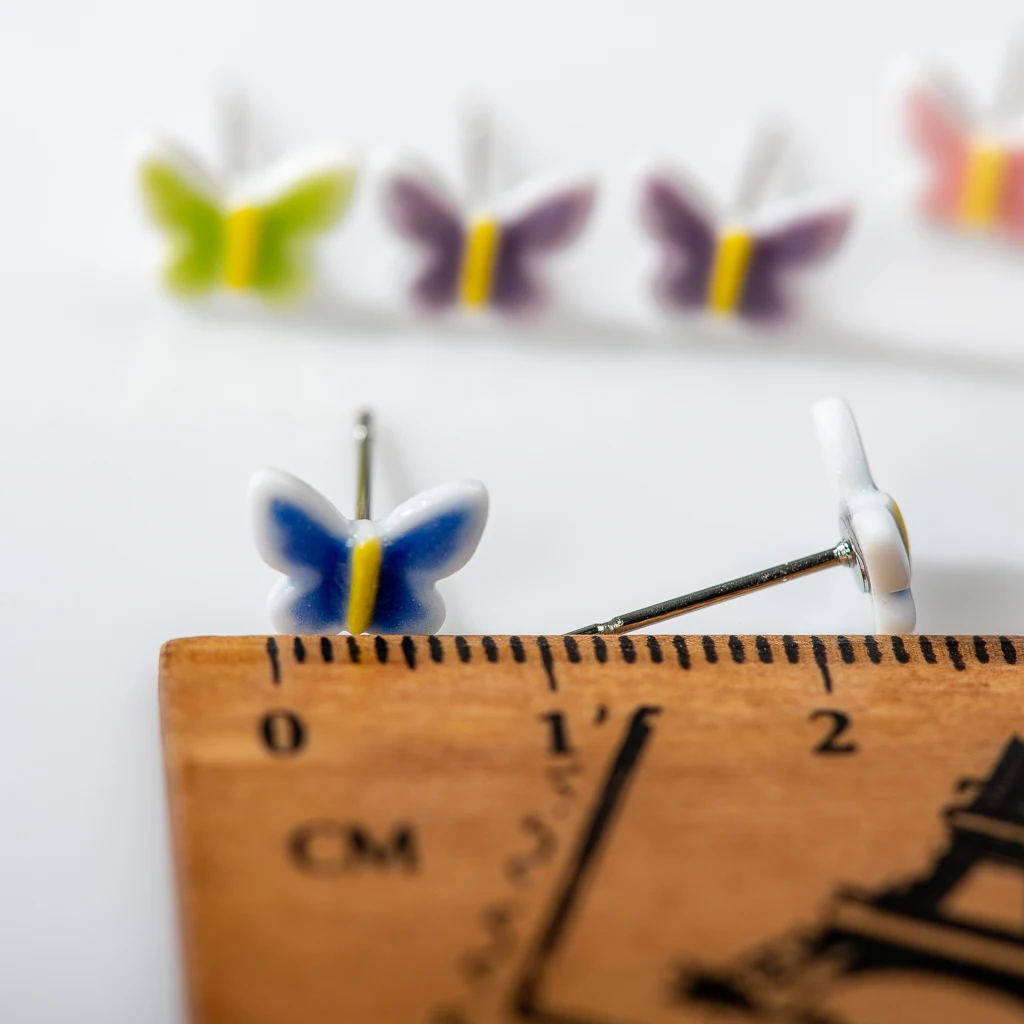 Multicolor Small Butterfly Cute Ceramic Earrings With  Anti allergic Pin  Handmade And Wholesale Z697