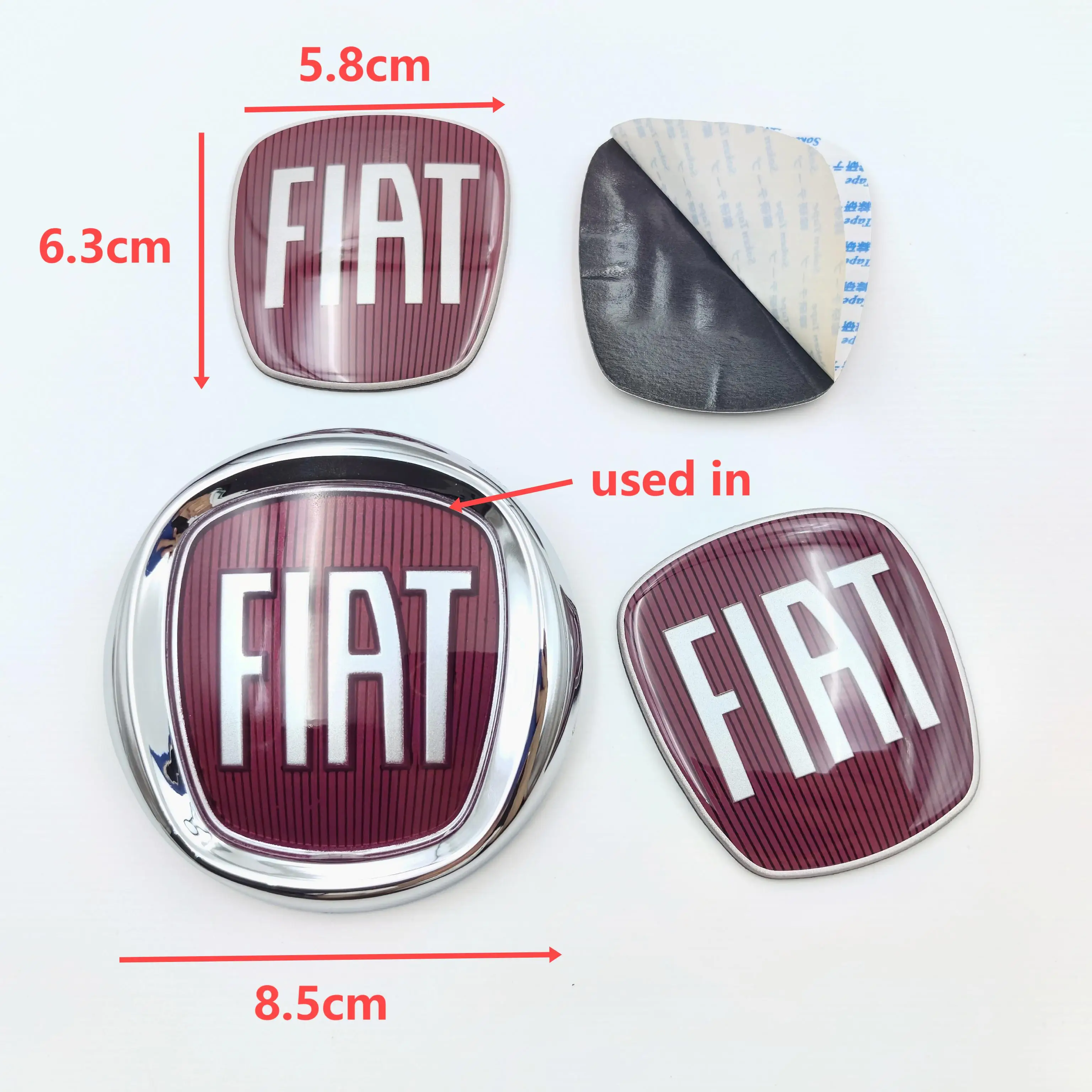 1 pieza de 63mm, parrilla delantera de coche, parachoques trasero, puerta trasera, emblema del maletero, pegatina, accesorios de estilo para emblema FIAT de 85mm
