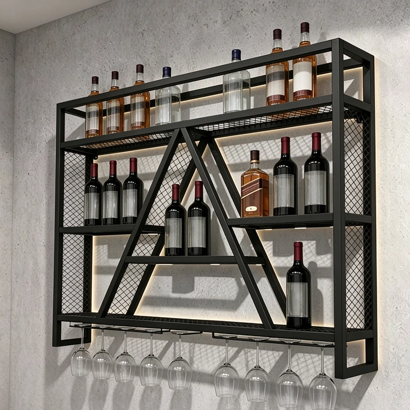 Disassembly and assembly of wall-mounted metal wine rack Wall-mounted wine rack wine cabinet