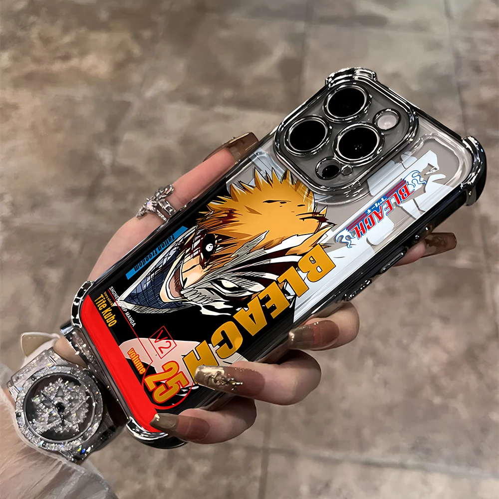 New HotAnime Cool BLEACH Plating Case For Samsung S24 S23 S22 S21 S20 FE Note20 Plus Ultra 4G 5G Anti Fall Airbag Back Cover