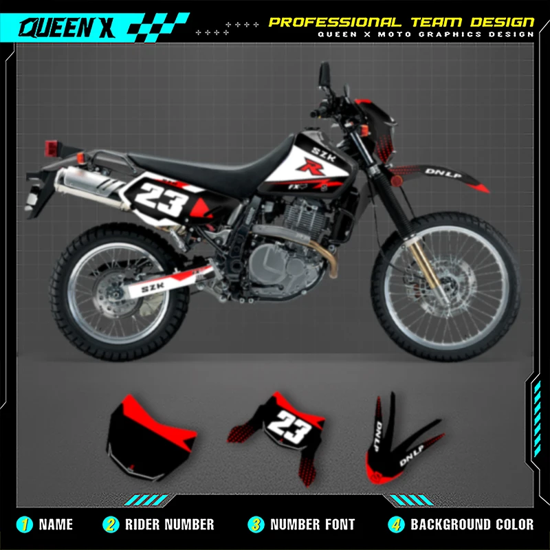 

Queen X MOTOR For SUZUKI 1996 1997 1998 1999 2000 2001-2021 DR650 Full Fairing Motorcycle Graphics Decals Stickers Kits 001