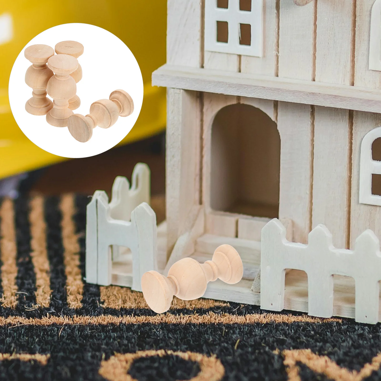 

4pcs Small Baluster Spindles Solid Home Decor Wooden Column Coffee Entry Way Center Decor Craft Furniture Stabilizers Wood