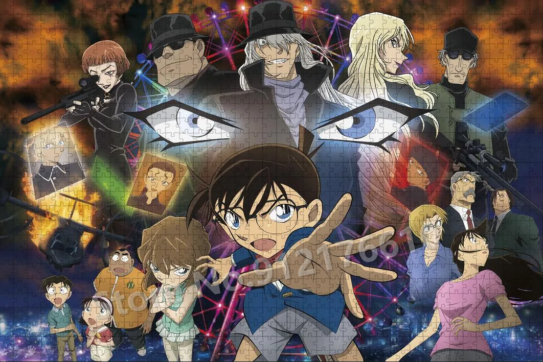 Bandai Anime Puzzle Detective Conan Pure Black Nightmare Jigsaw Puzzle 300/500/1000 Pieces for Adult Kids Educational Toys Gifts