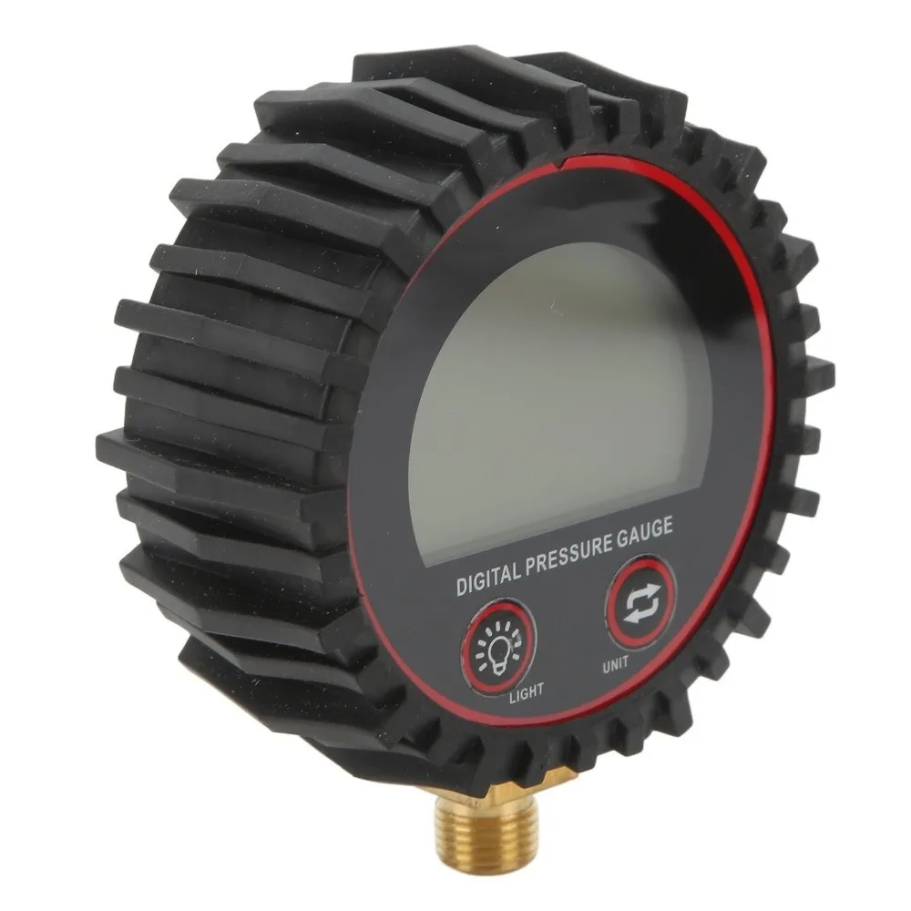 LCD Display Digital Pressure Gauge 3 Optional Thread Specs Multi Pressure Unit Switchable Digital Tire Gauge Anti-Impact