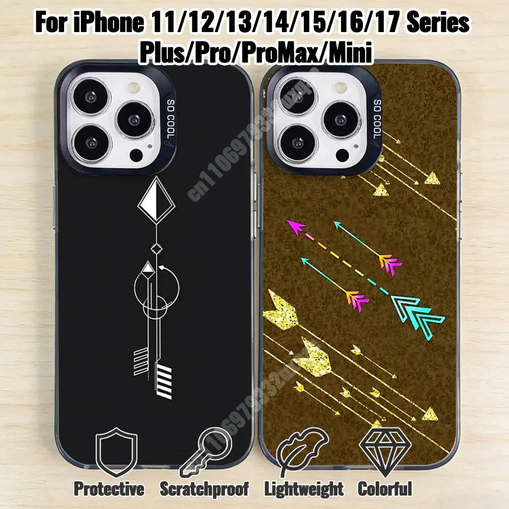 

Arrow Feather Pattern Phone Case for iPhone 17 16 15 Max Mini 14 13 Pro Plus 12 11 X XS Air IMD Cover