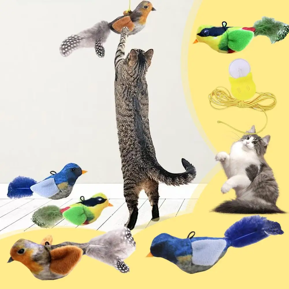 Flapping Bird Cat Toy Interactive Flappy Bird Cat Toy Bird Toy For Cats Flapping Vivid Bird Chirp Tweet Exercise Toys F7C8