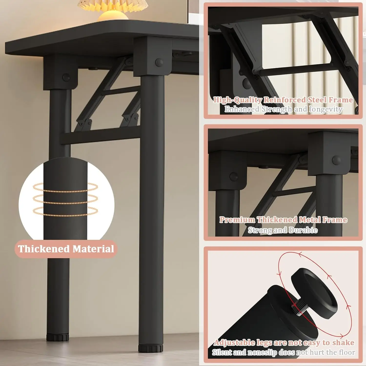 طاولة دراسة مكتب الكمبيوتر لا تتطلب التجميع، طاولة قابلة للطي لتوفير مساحة الكمبيوتر للمكتب المنزلي