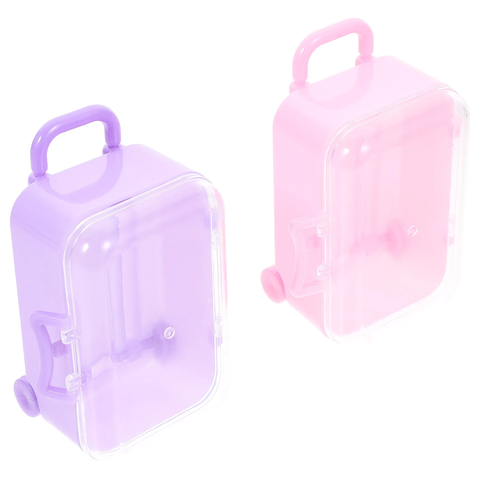 

2Pcs Mini Luggage Case Suitcase Accessories Baby Girl Toy Premium Plastic Durable Storage Solution Gift Idea