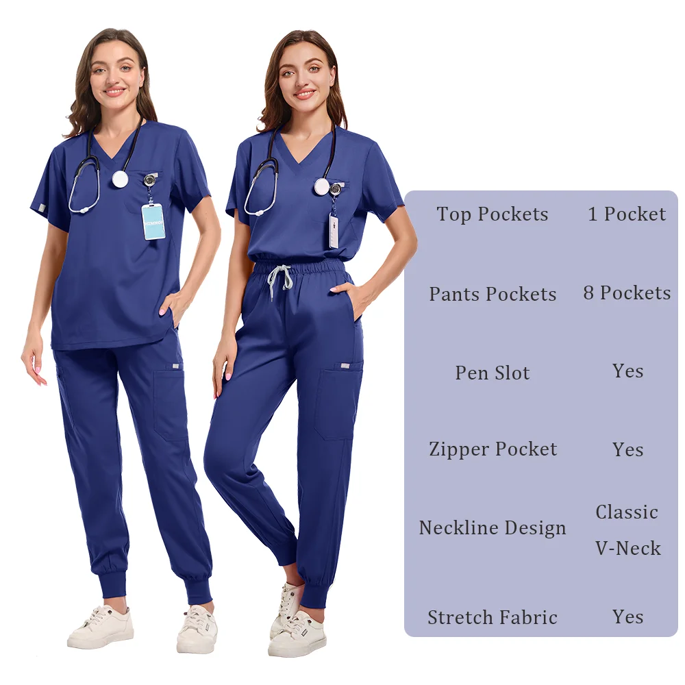 Scrubs Medical Uniforms Woman Conjuntos De Pantalones Mujer Uniforme Sanitario Mujer Doctor Nurse Conjunto Costume Traje Clinico