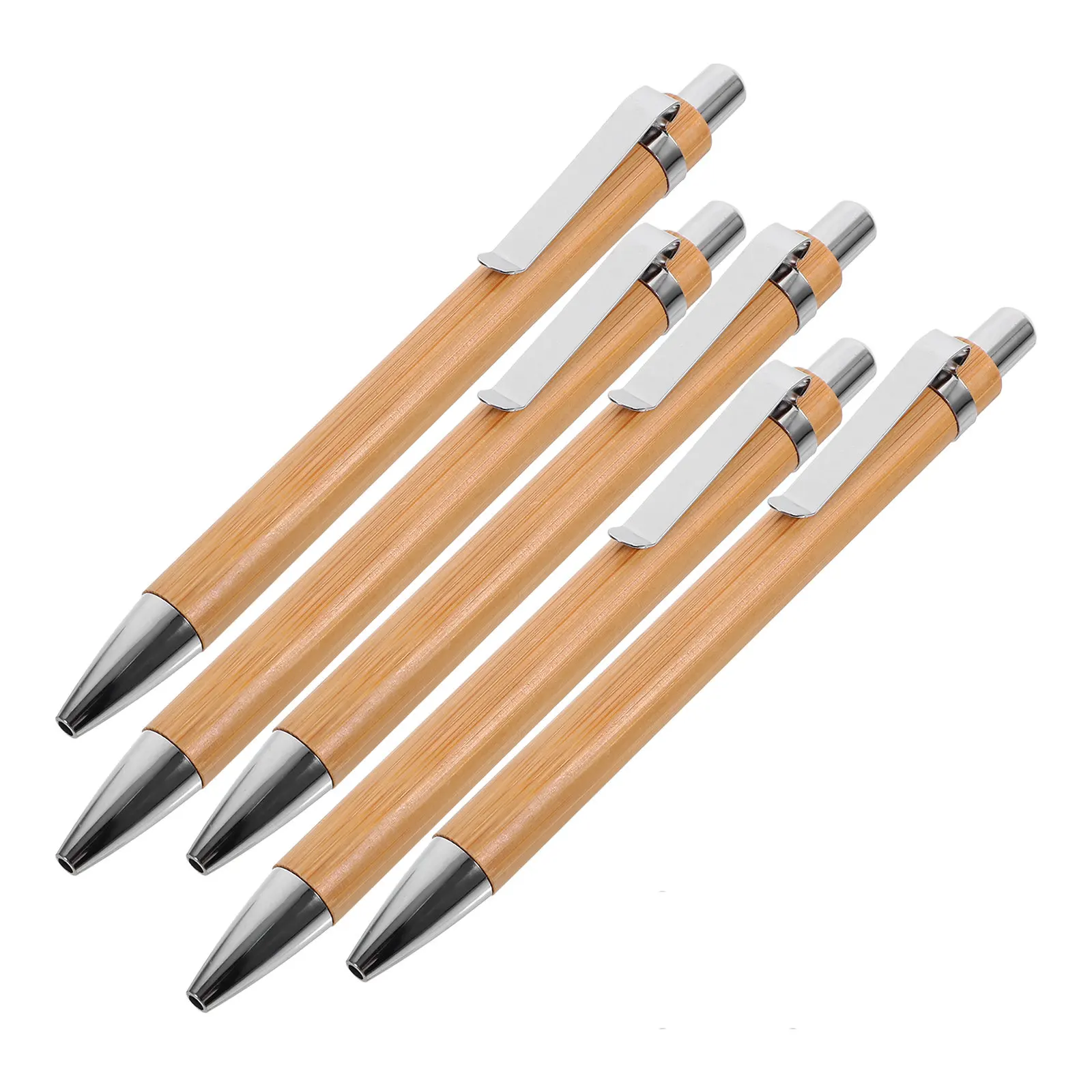 

Набор из 5 многофункциональных выдвижных шариковых ручек из бамбука с удобным захватом для офиса и учебы