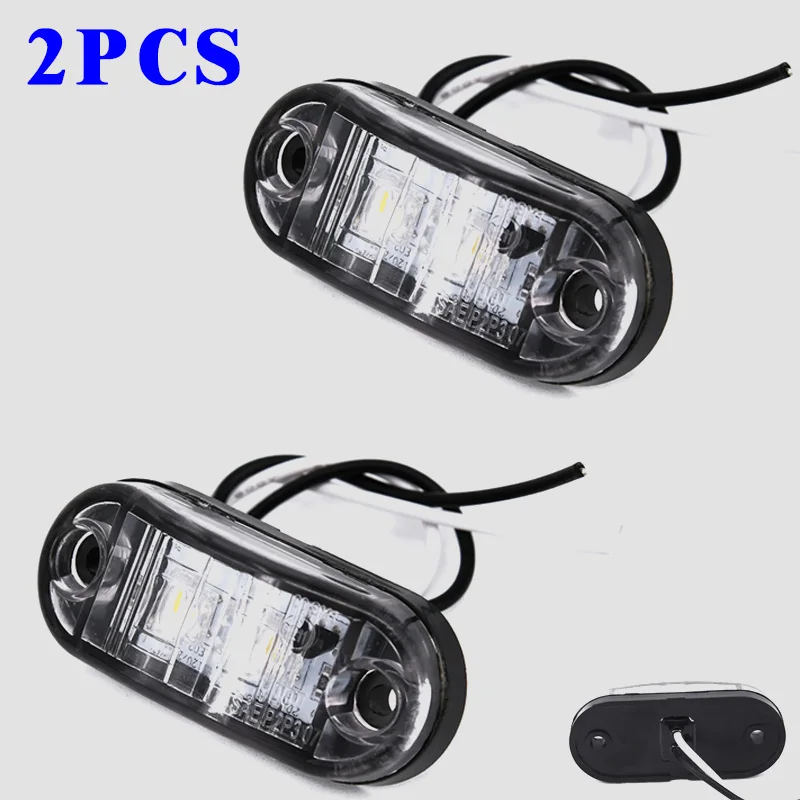 

2 шт., 12 В/24 В, белый цвет, светодиодные боковые габаритные огни, автомобильные внешние фонари, предупреждающие задние фонари, автоприцеп, грузовик, грузовые фонари