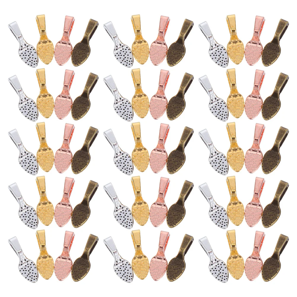 

400pcs Jewelry Making Bails Set Alloy Glue On Pendants Brass Oval Flat Pendant Ring Supplies for Necklace Earring Charm DIY