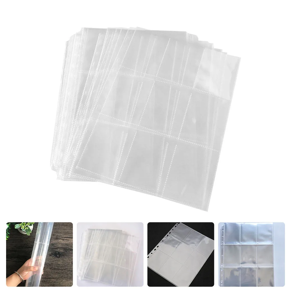 

50pcs Album Sleeves Clear Plastic Refill Pages For 3 Ring Binder Transparent Photo Cards Holder Page Loose Leaf Pockets