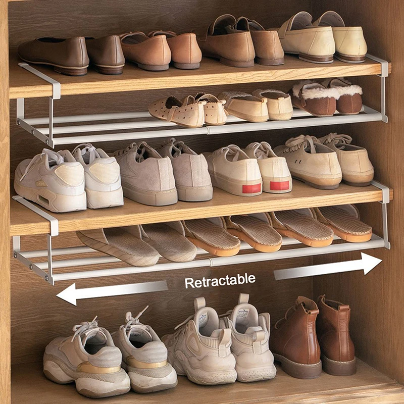 

Simple Partition Shoe Tray Storage Household Retractable Under Hanging Layered Space-Saving Multi-Purpose Cabinet Class Shelves