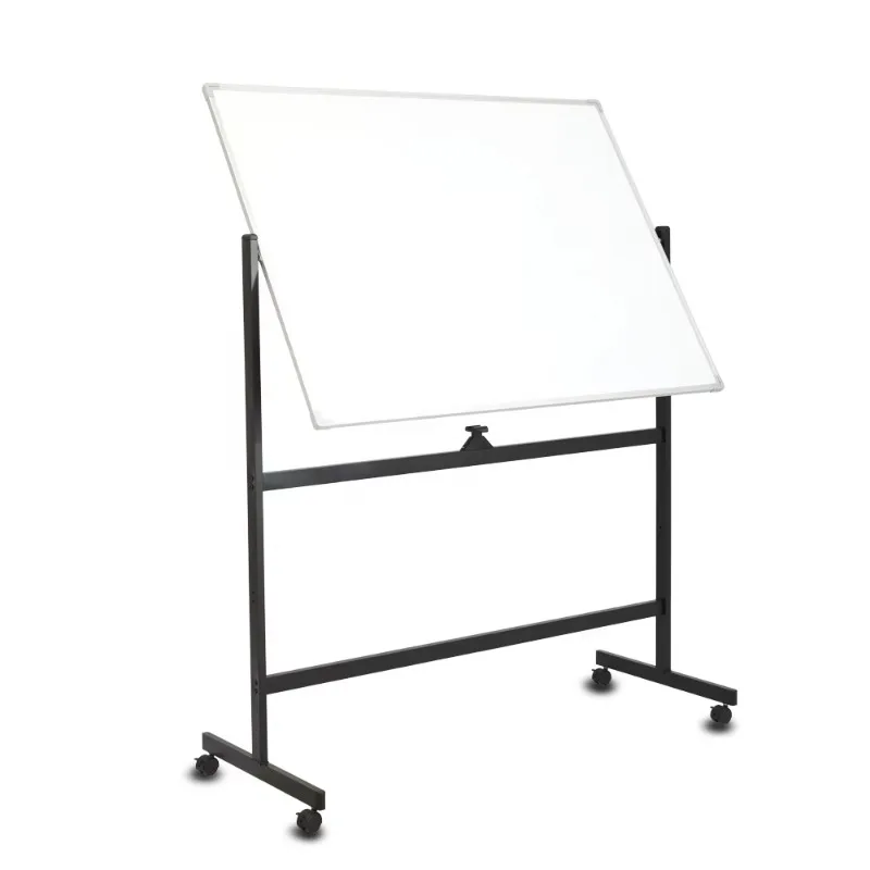 

Double-sided dry-wipe magnetic whiteboard 360 rotating belt 4 rollers 4 wheels aluminum frame mobile whiteboard