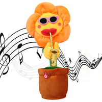 Musical Singing Dancing Toys 120 Songs Repeating Talking Record Speaking Sunflower Soft Plush Funny Creative Saxophone Kids Toy