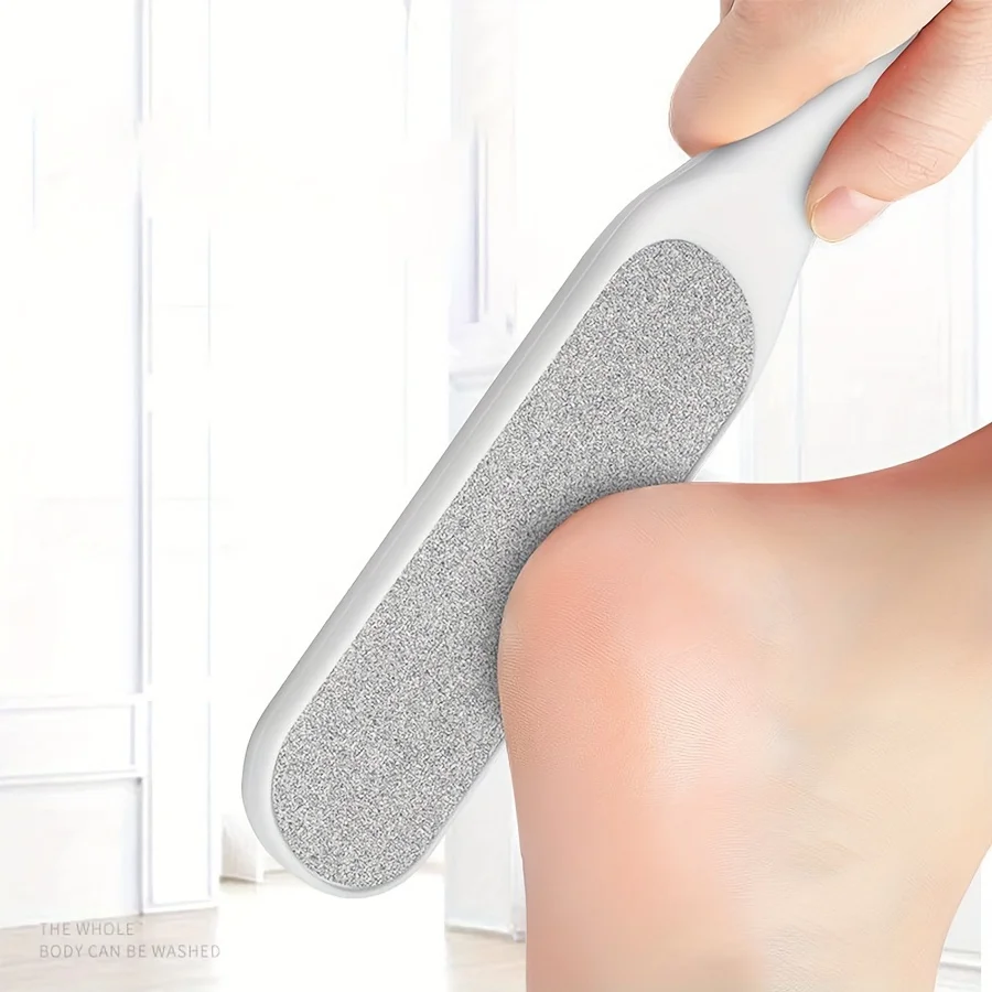 Double-Sided Exfoliating Foot & Hand Stone Remover Tool with Plastic Handle Remover for Heels cuticle Durable Foot File Gifts