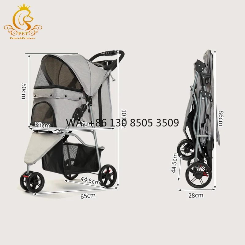 

Portable Outdoor Foldable Dog Stroller Cart Luxury Elegant Cloth Pet Trolley Holder Wheels Small Size Featuring Animal