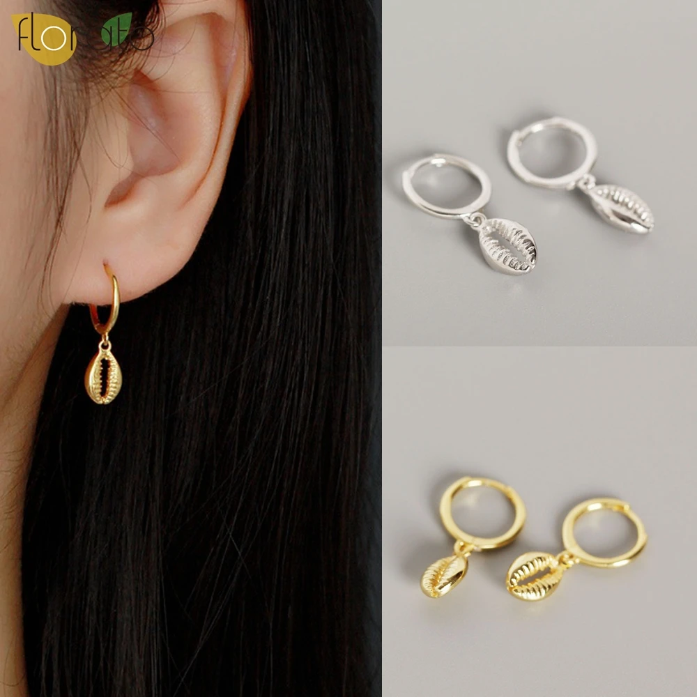 

925 Sterling Silver Ear Needle Simple Unique Gold Silver Hoop Earrings Shell Design Exquisite Earrings for Women Jewelry Patty