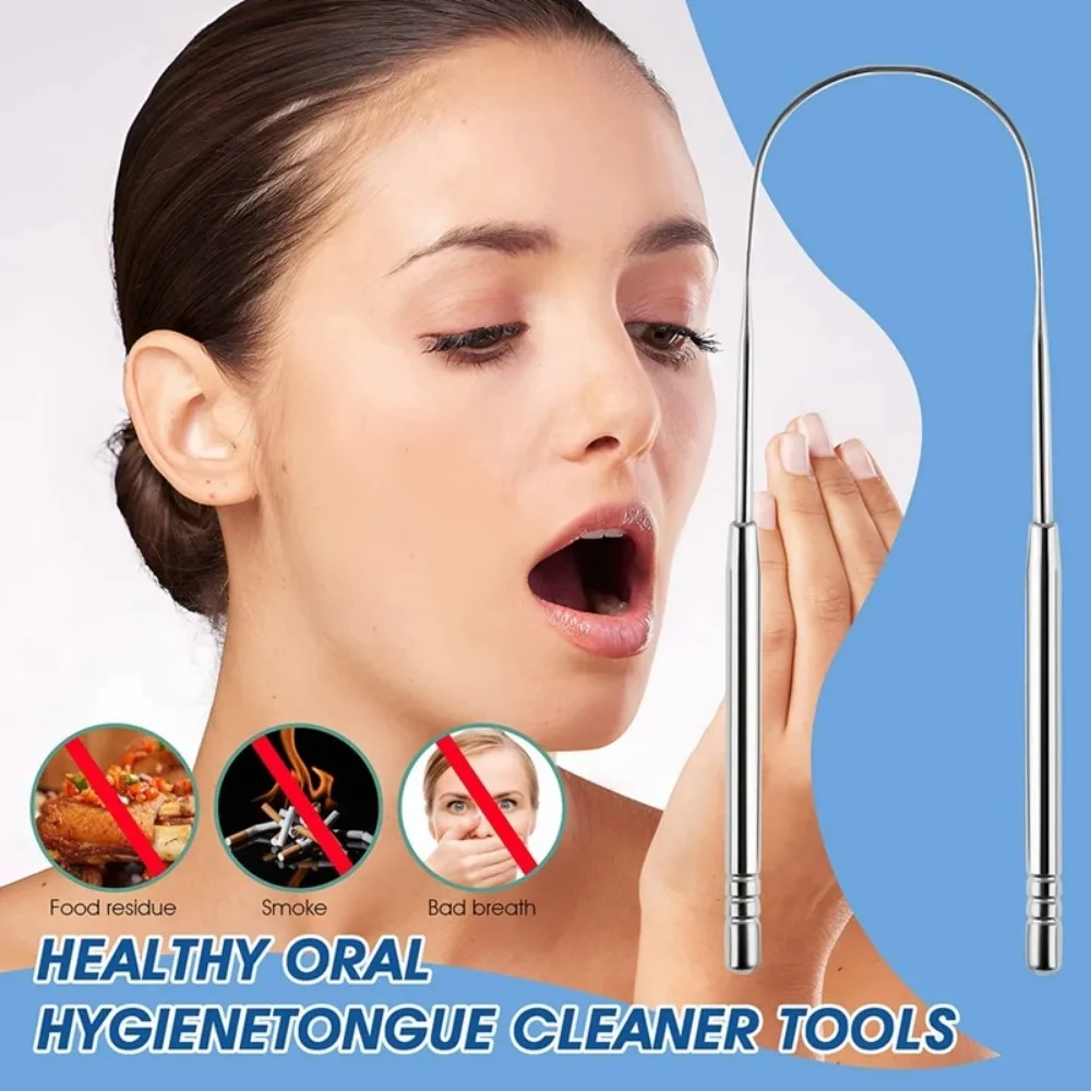 линзы Stainless Steel Tongue Cleaning Scraper Fresh Air Oral Cleaning Agent Oral Care Cleaning Tool Oral completely penetration