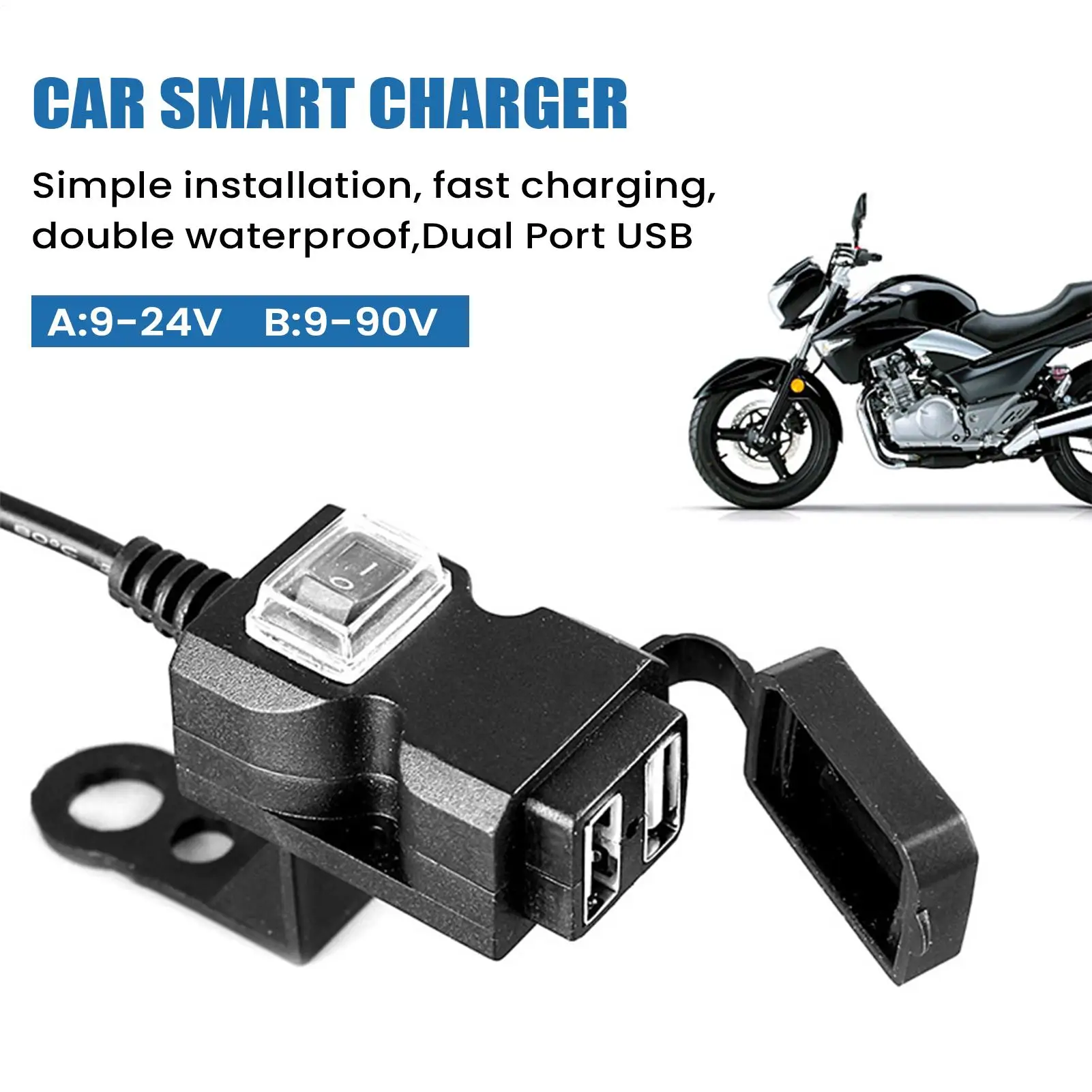Motorcycle USB Port Adapter Socket Motorcycle Charging Port Motorcycle USB charger for GPS Tablet Dashboard Camera
