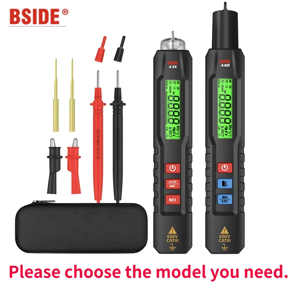 BSIDE Digital Multimeter Pen Type Tester Voltmeter DC AC Voltage VFC Capacitance Ohm Hz Diode Continuity NCV Live test A40