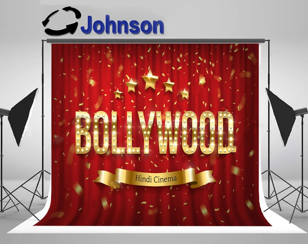 

JOHNSON Indian Cinema Bollywood Theater Festival Golden Sparkling Glitter photo backdrop Computer print party background