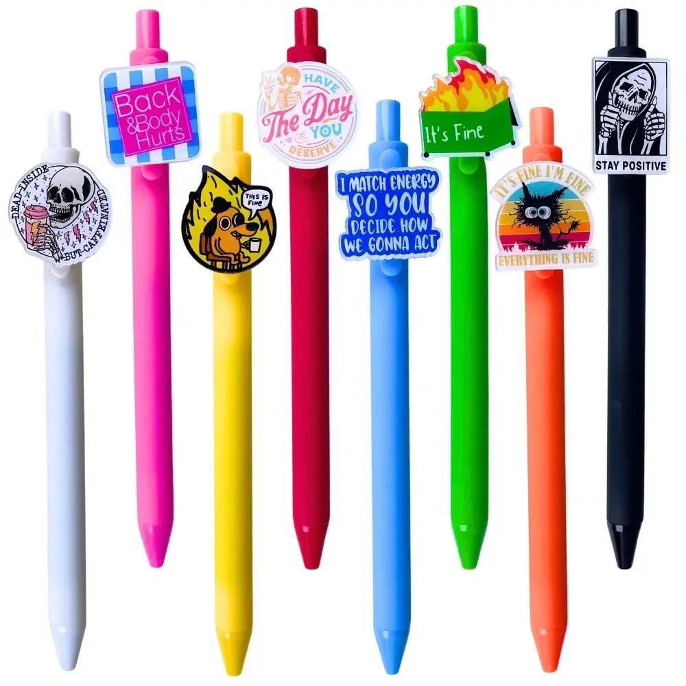 8Pcs Funny Pens with Sayings | Cute Sarcastic Snarky Demotivational Offensive Swear Word Motivational Meme Pen for Teachers Nurs