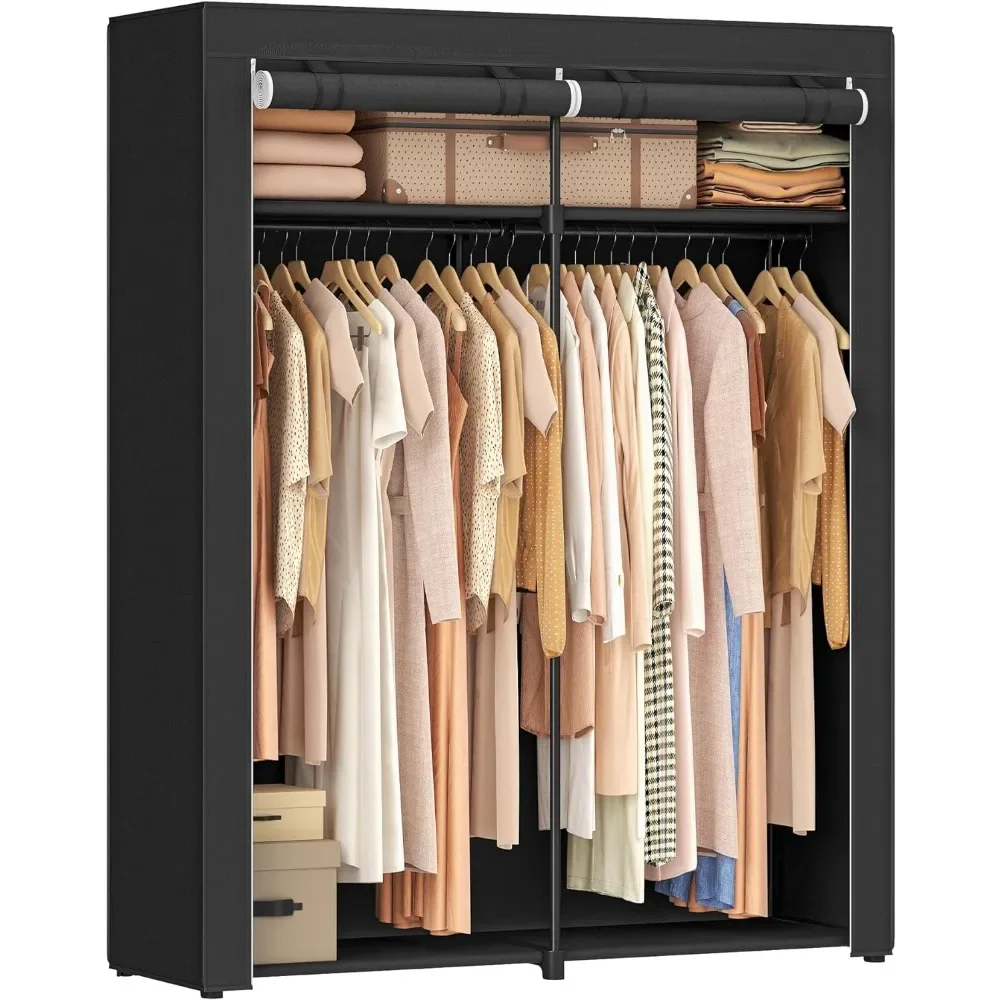 

Closet Wardrobe, Portable Closet for Bedroom, Clothes Rail with Non-Woven Fabric Cover, Clothes Storage Organizer, Black