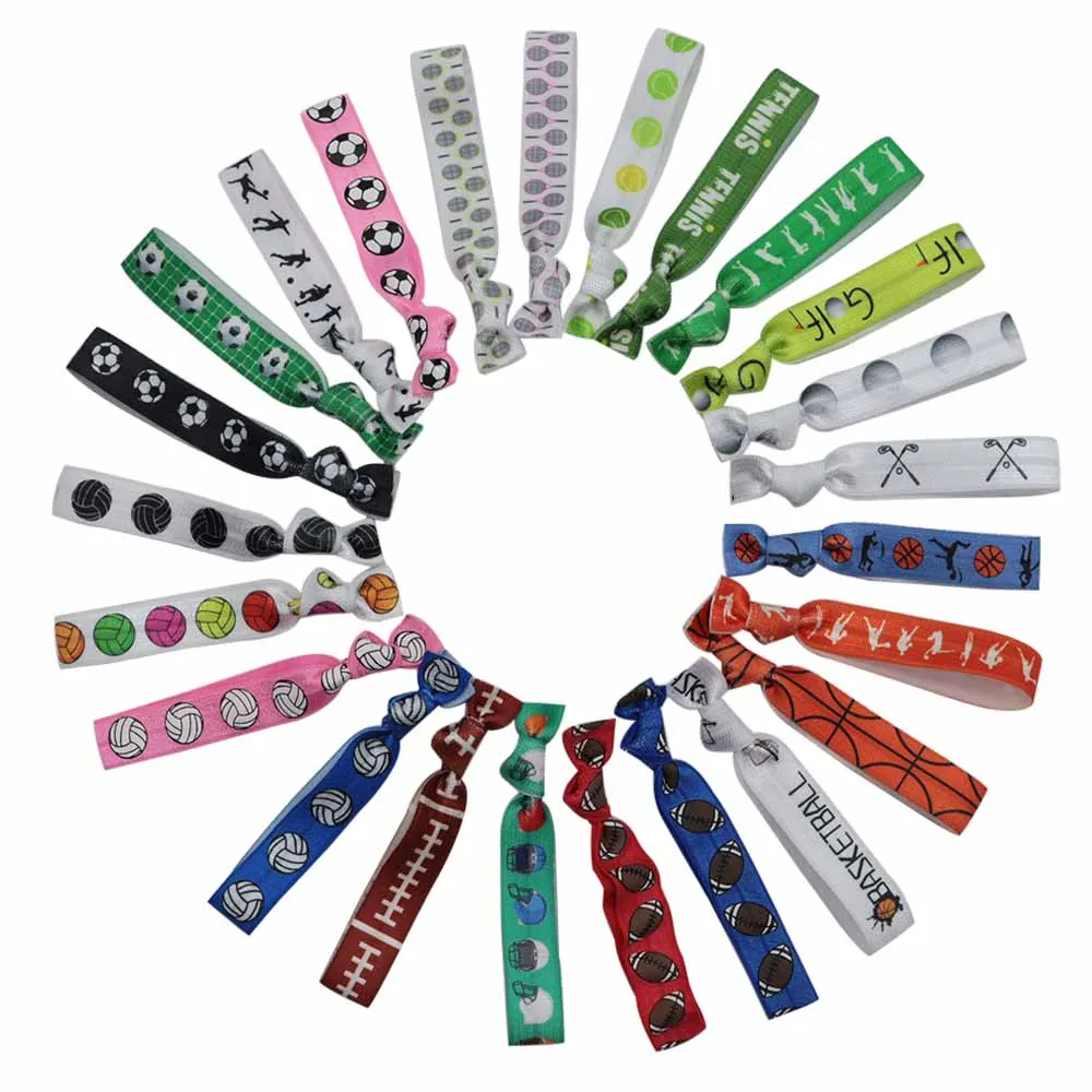 16Pcs Football Soccer Basketball Volleyball Tennis Golf Rugby Ball Games Sports FOE Hair Tie Headband Hair Accessories Bracelet