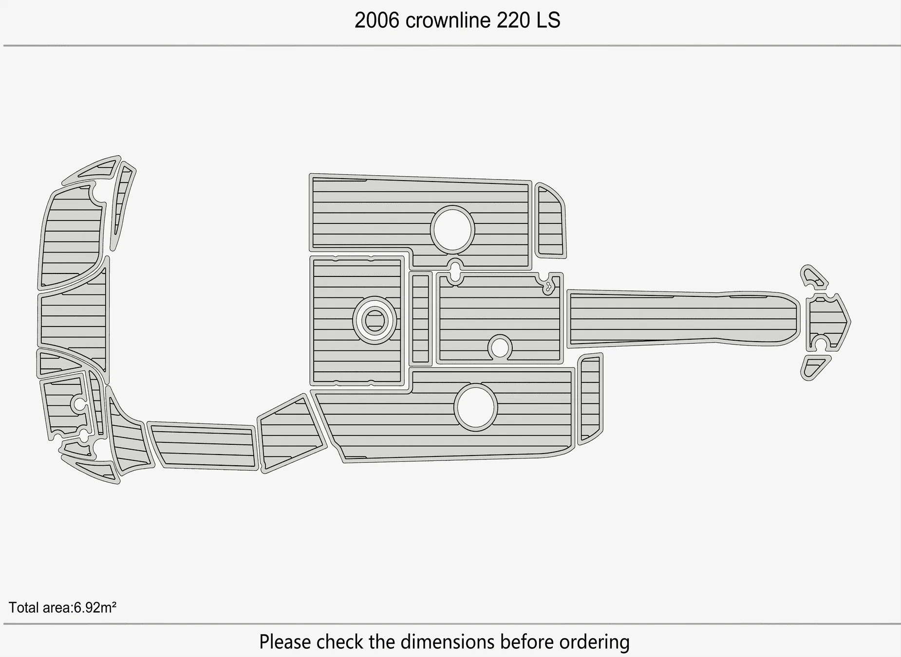 2006 Crownline 220 LS 1/4 "6 مللي متر إيفا رغوة عدم الانزلاق بولي كلوريد الفينيل خشب الساج التزيين البحرية حصيرة سيديك أكوا السجاد أرضية بحرية #3