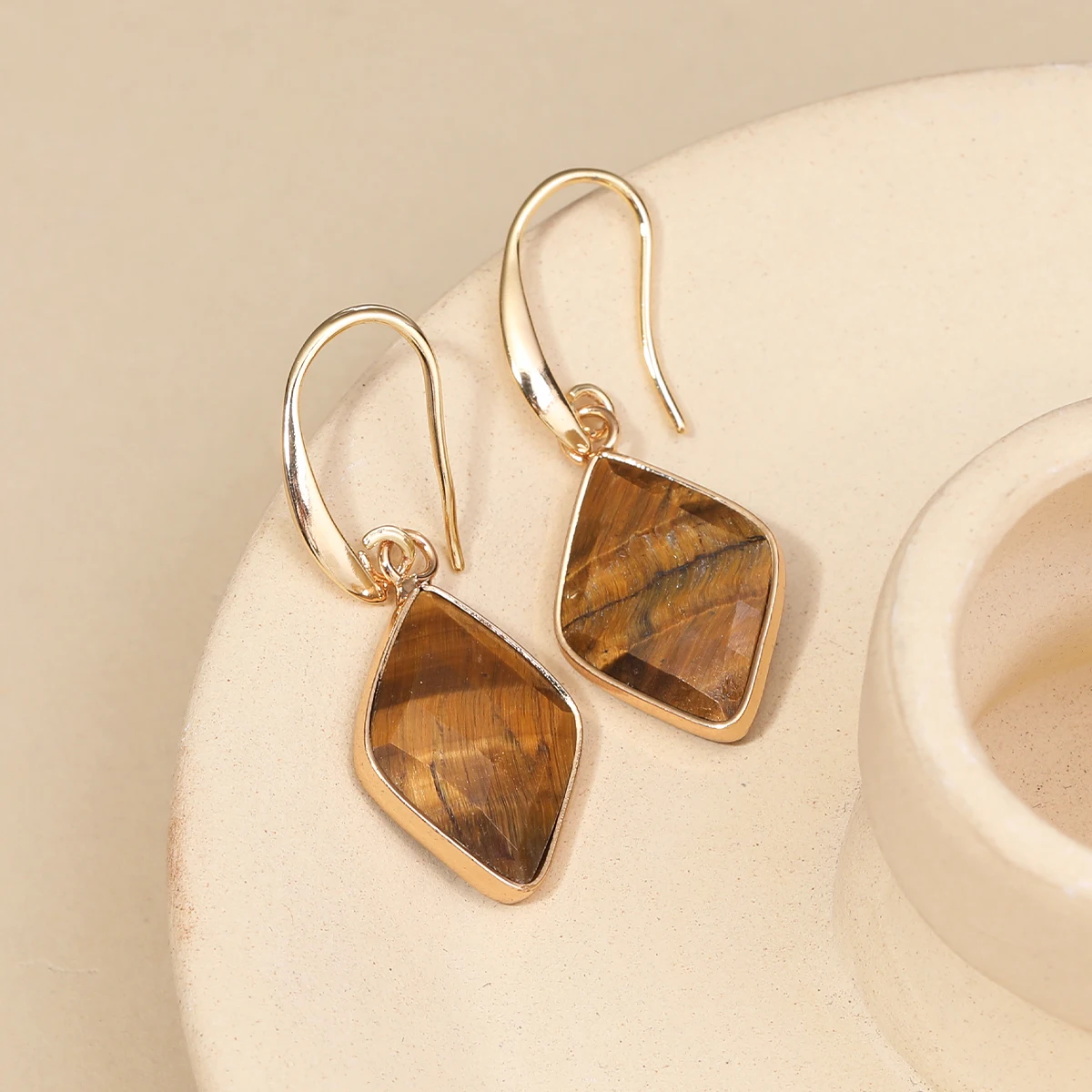 

Модные женские серьги из натурального камня с бриллиантами, изысканные щедрые серьги с тигровым глазом и аметистом, ювелирные изделия, подарки, оптовая продажа