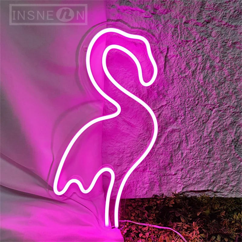 Imagem -06 - Flamingo Rosa Levou Neon Parede Luz Multiuso Decoração Interior Presentes de Casamento