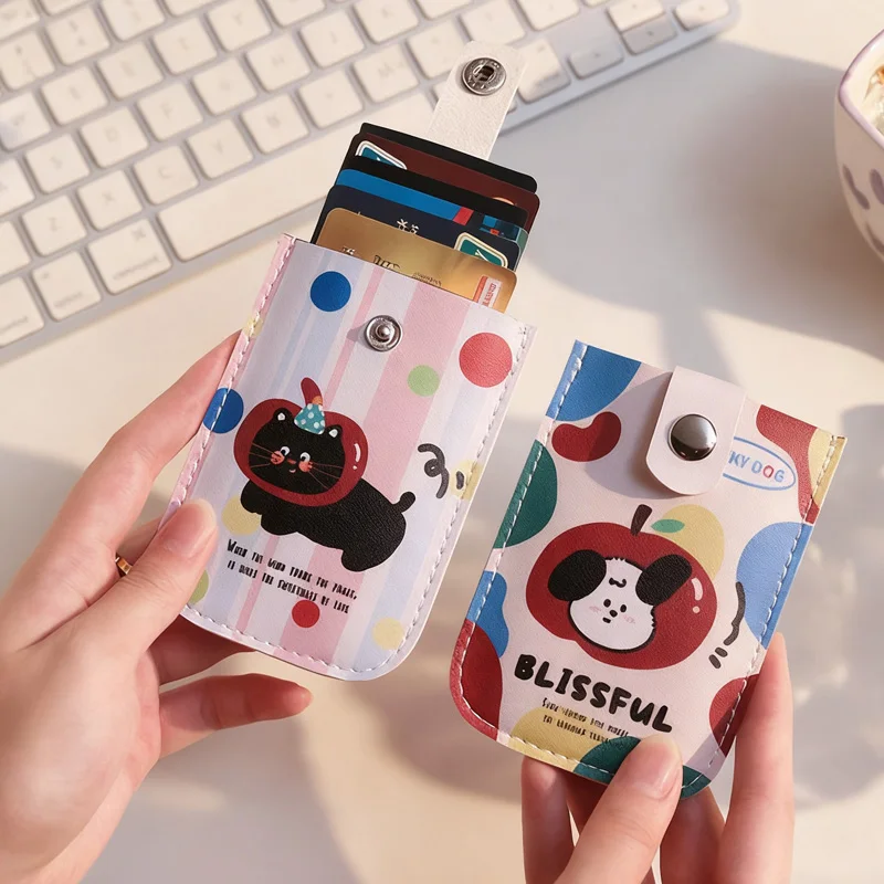 Cartoon Pull-Out Card Bag, Cute And Portable Card Holder, Multi Slot ID Card Storage Bag, ID Card Bank Card Storage Bag