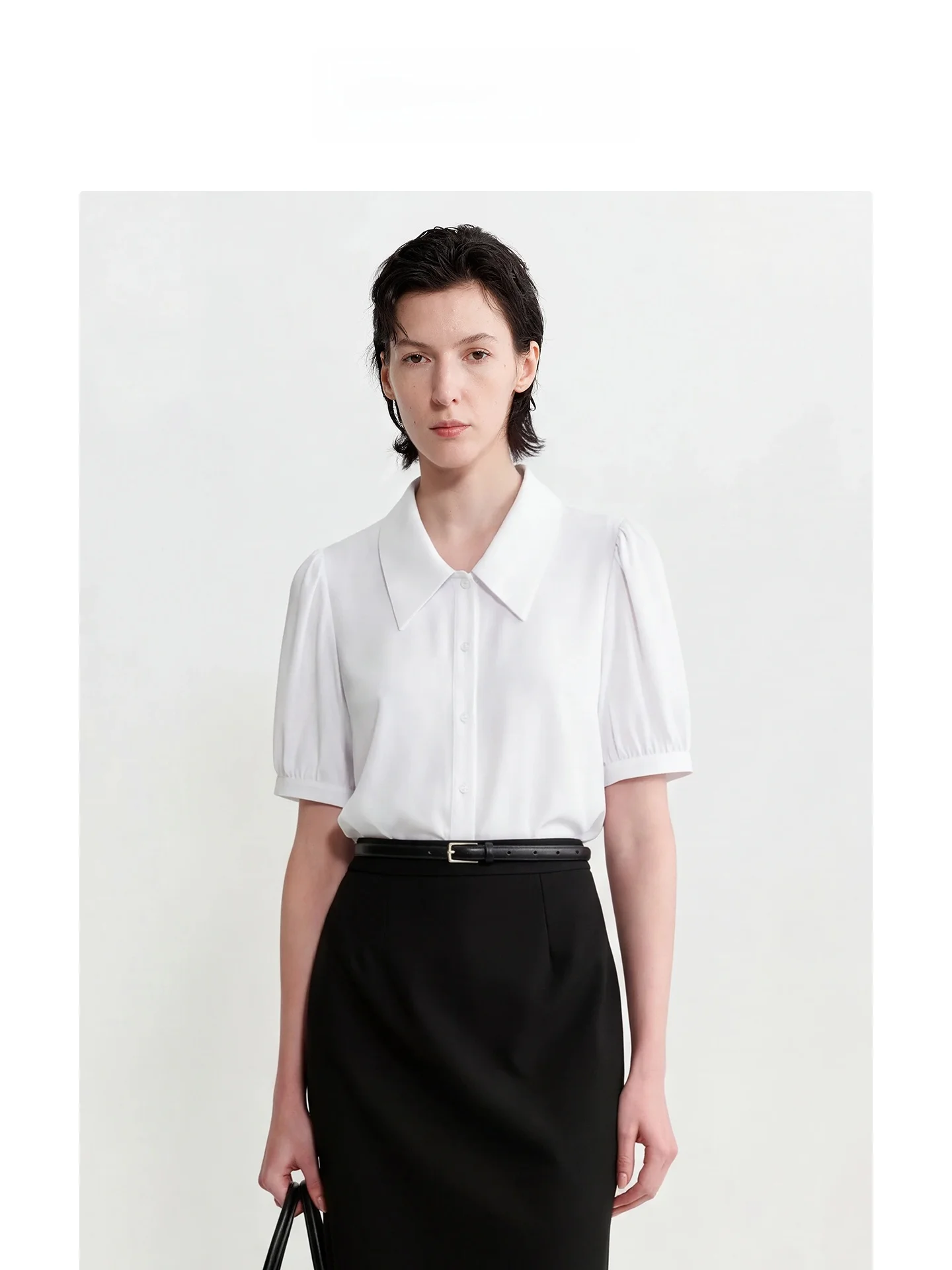 

LeLenth Women's White Short Sleeve Shirt OL Style Commute Fashion Bank Interview Suit Straight Cut Polyester Fiber Summer 2026