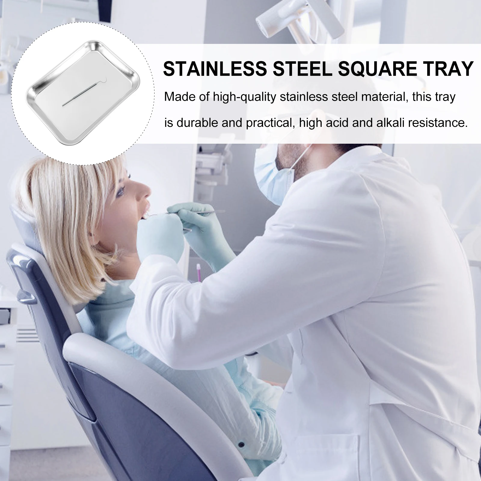 

Stainless Steel Flat Bottom Tray Dentistry Instrument Crimping Dental Sterilization Laboratory Trays Square Plate Plates