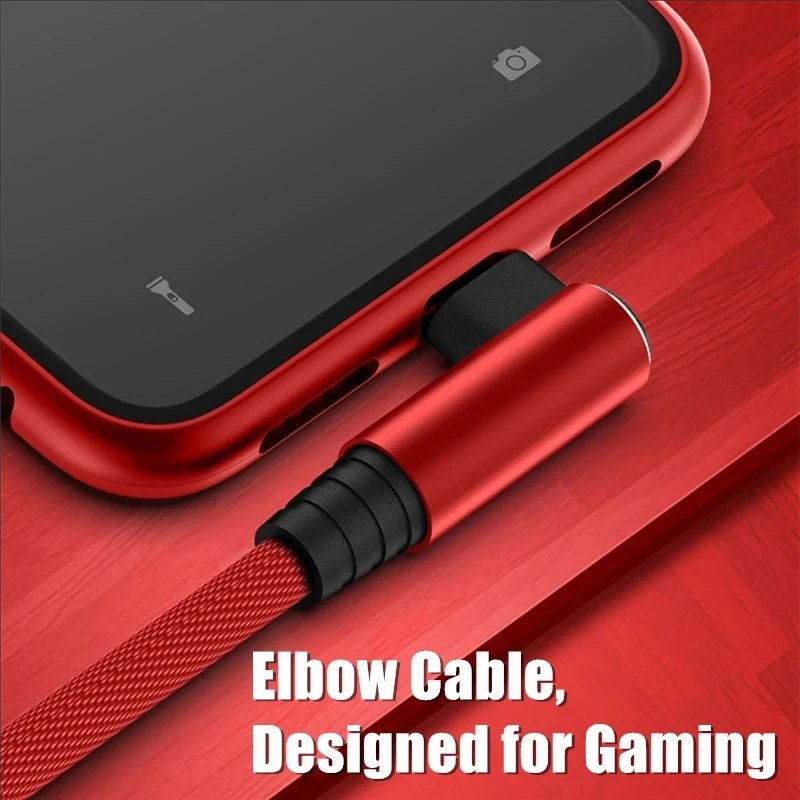 Fast Charge Right Angle USB Cable 90 Degree Elbow Gaming Charger for iPhone 13 14 pro 11 12 Mini XS Max XR X 7 8 plus