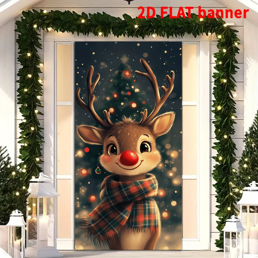 لافتة مسطحة ثنائية الأبعاد من القماش لافتة للحفلات غطاء باب نبوءة مشهد لعيد الميلاد، يتميز بنجوم الملاك والراعيين #2