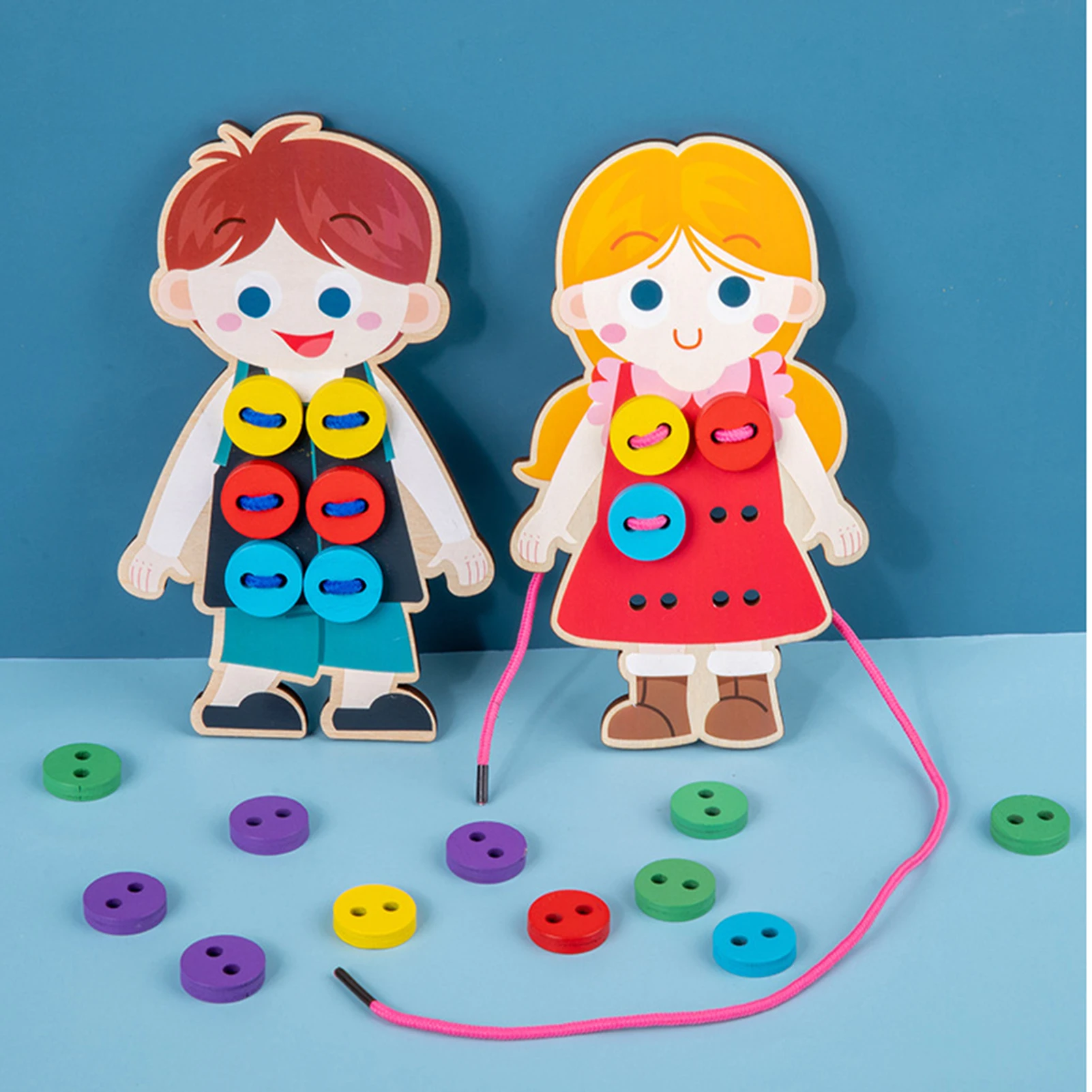 Stringing/Buttoning Busys Board Toy For Kid Easy Using Puzzle Playthings For Daycare/Home