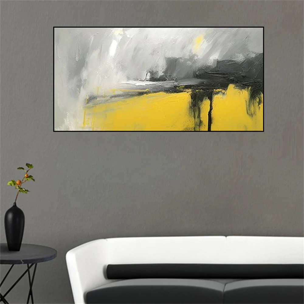 

Modern Handmade Brooklyn Bridge Art Oil Paintings White Gray Wall Picture For Living Room New York City Poster Horizontal Panel