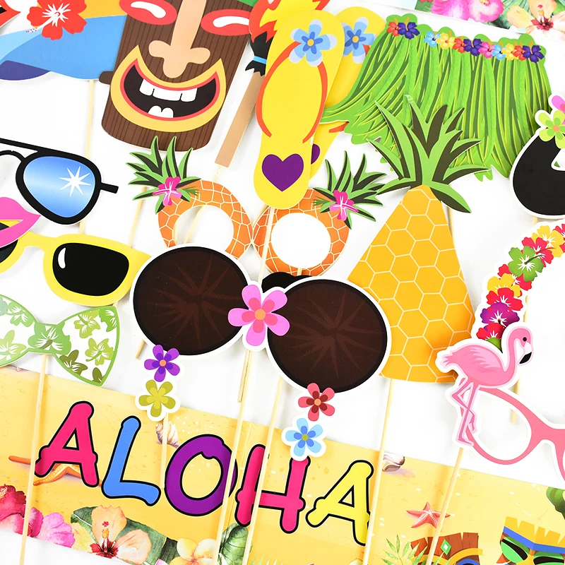 Hawaiian Photo Booth Props Frame Luau Summer Beach Theme Birthday Party Decoration Aloha Hawaii Wedding Funny PhotoBooth Prop