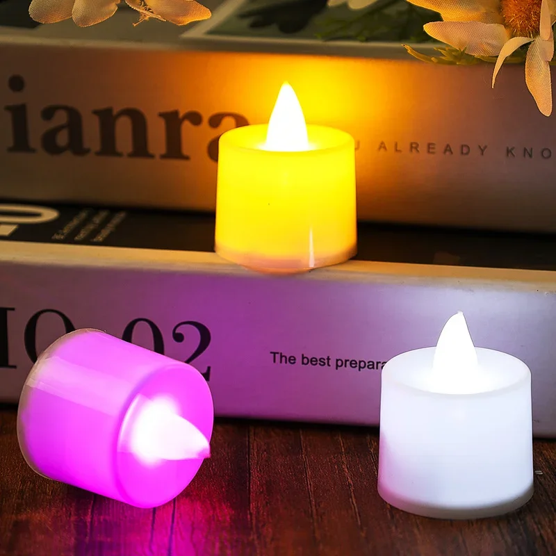 6/10Pcs LED Candle Light Plastic Candles Flameless Tea Lights Battery Operated Romantic Candle Lights Party Wedding Decoration