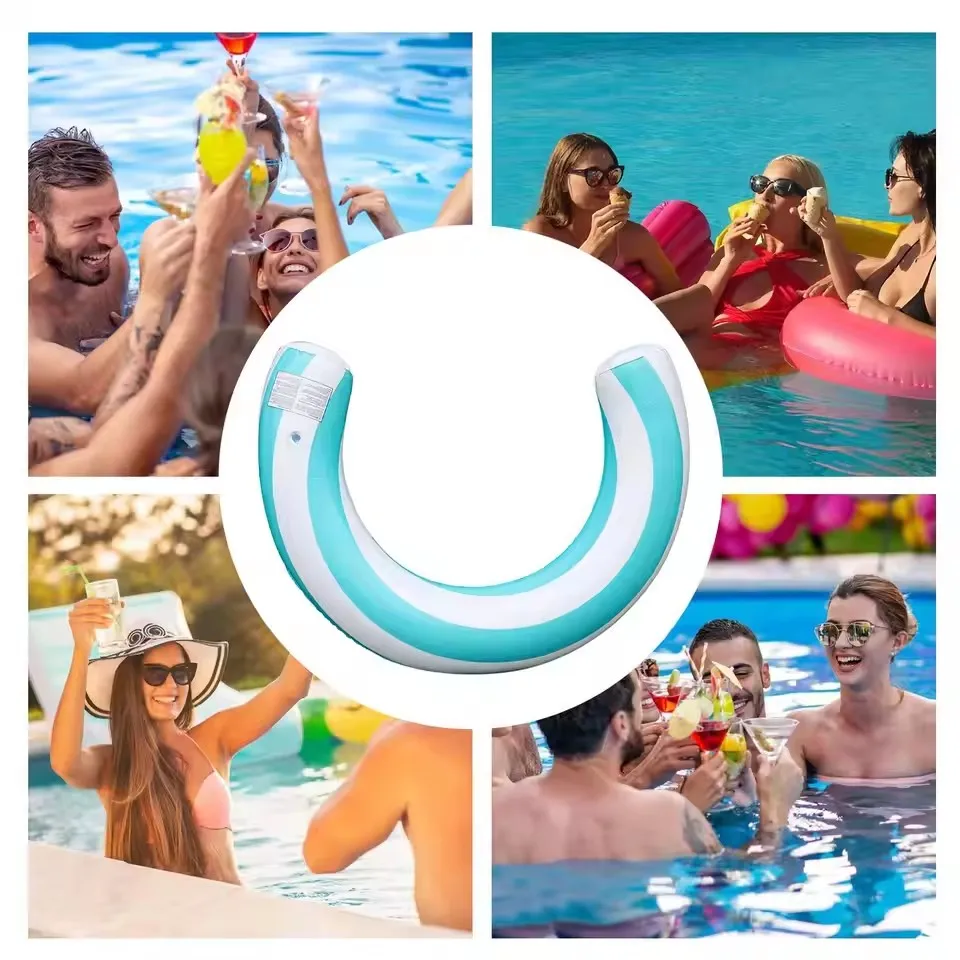 1pc New Striped U-Shaped Inflatable Swimming Ring，Arch Shape Design Swimming Pool Float，Thickened PVC Floating Device,For Summer image 5