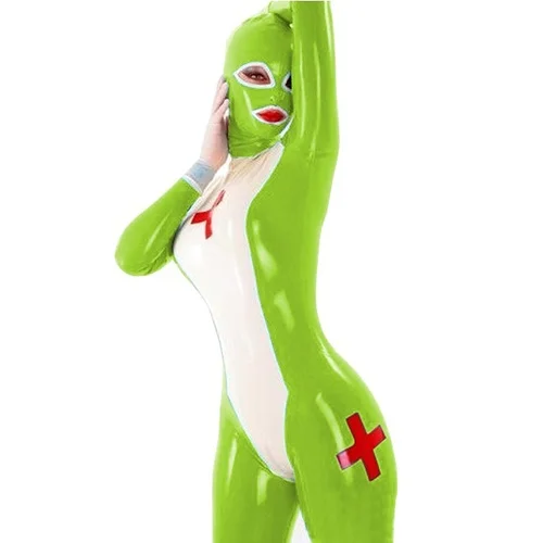 

100% Latex Catsuit Rubber Sport Fitness Masquerade Hood Fiesth Anzug Damen Gummi Cosplay Bodysuit Jumpsuit